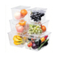 Navaris Fridge Storage Containers with Lids | Stackable Kitchen & Pantry Organizers Set of 6 | Full Master Case of 4