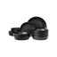Navaris Linen Artisan 18-Piece Stoneware Dinnerware Set for 6 - Charcoal Black - Full Master Case of 1