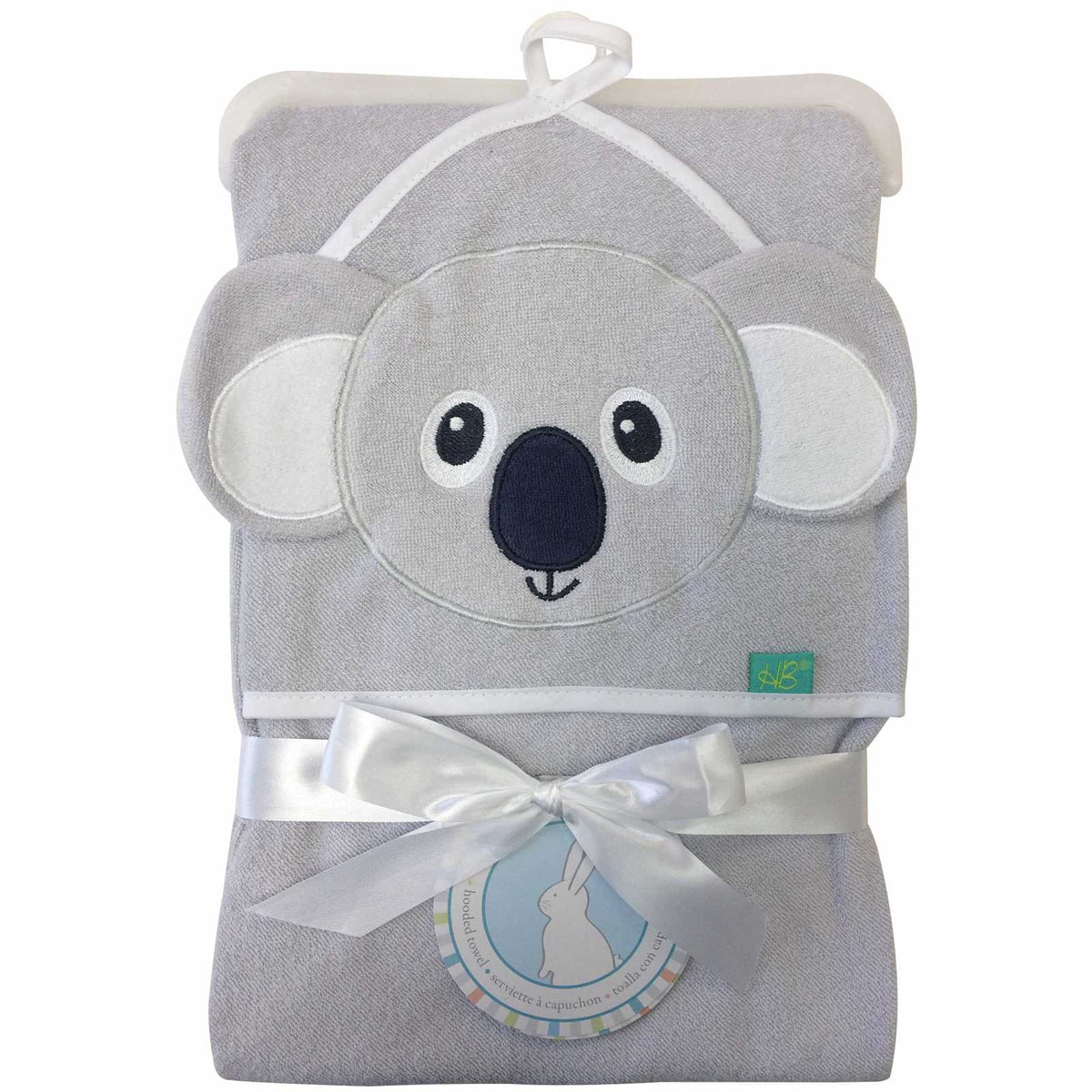 Monkey Bars Terry Character Hooded Towel - Grey Bear - Full Master Carton of 18