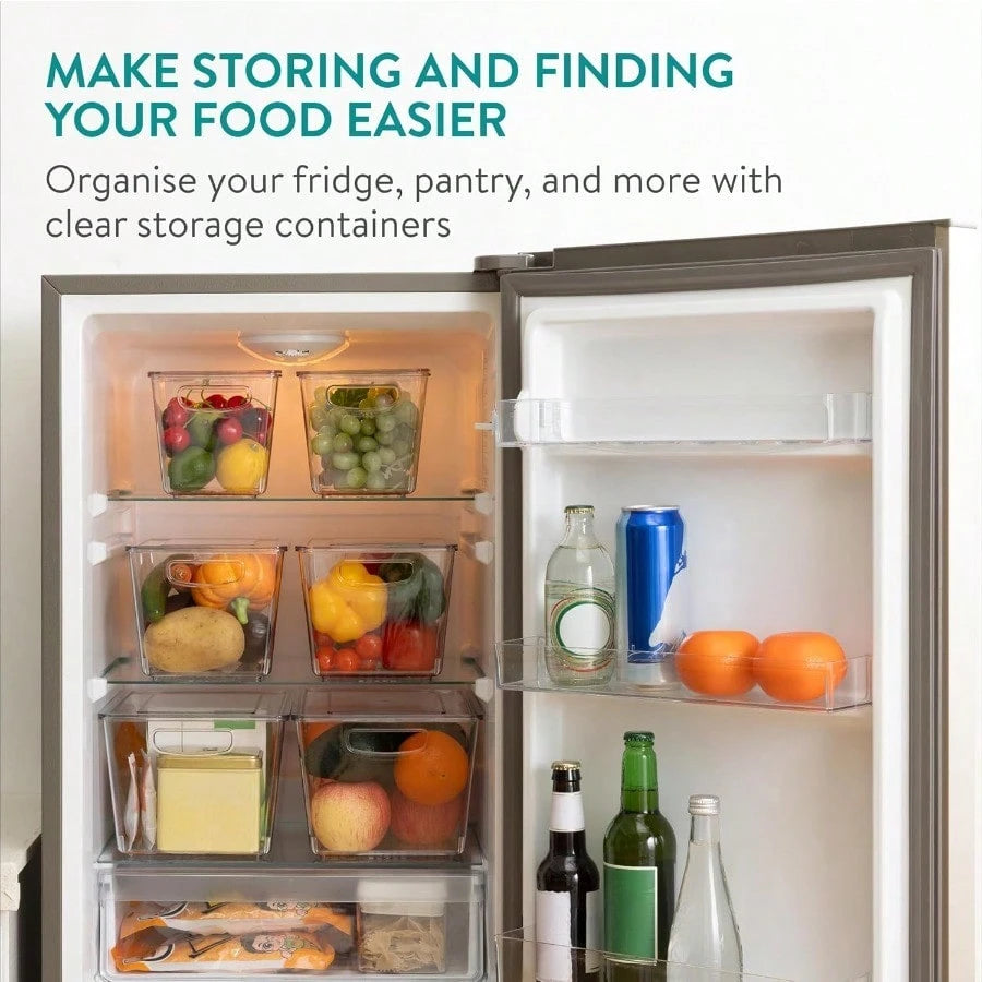 Navaris Fridge Storage Containers with Lids | Stackable Kitchen & Pantry Organizers Set of 6 | Full Master Case of 4