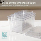 Navaris Fridge Storage Containers with Lids | Stackable Kitchen & Pantry Organizers Set of 6 | Full Master Case of 4