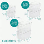 Navaris Fridge Storage Containers with Lids | Stackable Kitchen & Pantry Organizers Set of 6 | Full Master Case of 4