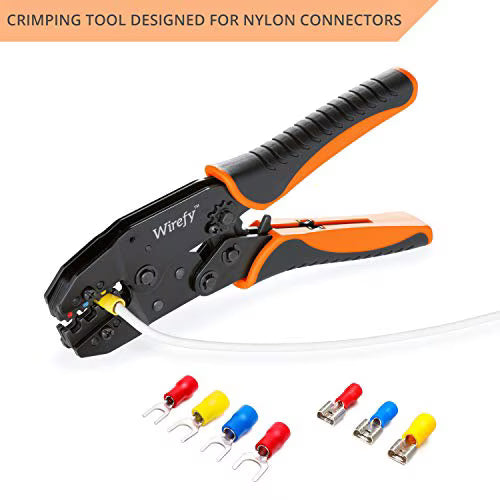 Wirefy Crimping Tool For Heat Shrink Connectors - Ratcheting Wire Crimpers - Crimping Pliers - Ratchet Terminal Crimper - Electrical Crimping Tool - 22-10 AWG - Full Master Case of 37 Main Image