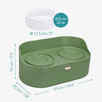 Navaris Pet Feeding Station with 2 Bowls | Elevated Dog & Cat Feeder with Food Storage | Raised Stand | Green | Full Master Case of 6