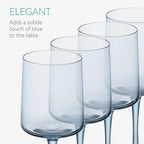 Navaris Blue Square Wine Glasses Set of 4 | 13.5oz Colored Stemmed Glassware | Wine, Cocktails, Beer & Dessert | Full Master Case of 4