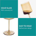 Navaris Amber Tinted Wine Glasses Set of 4 | 13.5oz Stemmed Coloured Glassware | Wine, Cocktail & Dessert Glasses | Full Master Case of 4