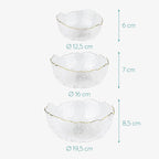 Navaris Glass Serving Bowls Set of 3 with Gold Edge | Tempered Glass Dessert Bowls | Full Master Case of 4