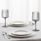 Navaris Gray Square Wine Glasses Set of 4 | 13.5oz Smoke Tinted Stemmed Glasses | Wine, Cocktail & Dessert Glassware | Full Master Case of 4