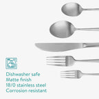 Navaris 60-Piece Silverware Set - 18/0 Stainless Steel Satin Silver Cutlery Set for 12 - Full Master Case of 4