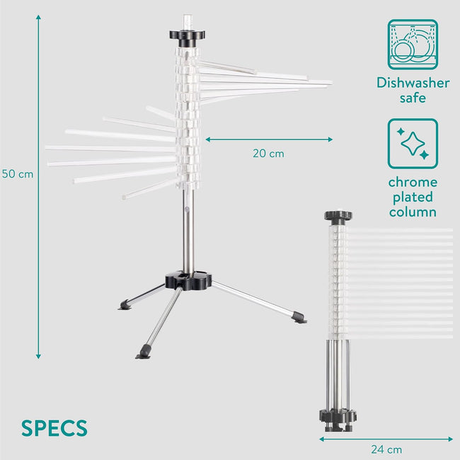 Navaris Collapsible Pasta Drying Rack | Compact Spaghetti & Noodle Drying Stand with 16 Rods | Full Master Case of 6 Main Image