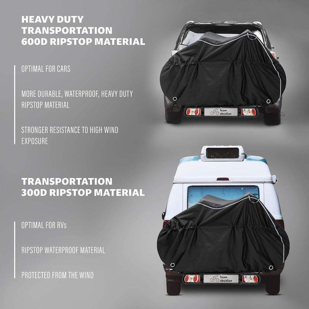 TeamObsidian Bike Cover – Waterproof Outdoor Bicycle Storage & Travel Cover for 1–3 Bikes – Heavy-Duty 600D Oxford Ripstop Material