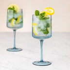Navaris Blue Square Wine Glasses Set of 4 | 13.5oz Colored Stemmed Glassware | Wine, Cocktails, Beer & Dessert | Full Master Case of 4