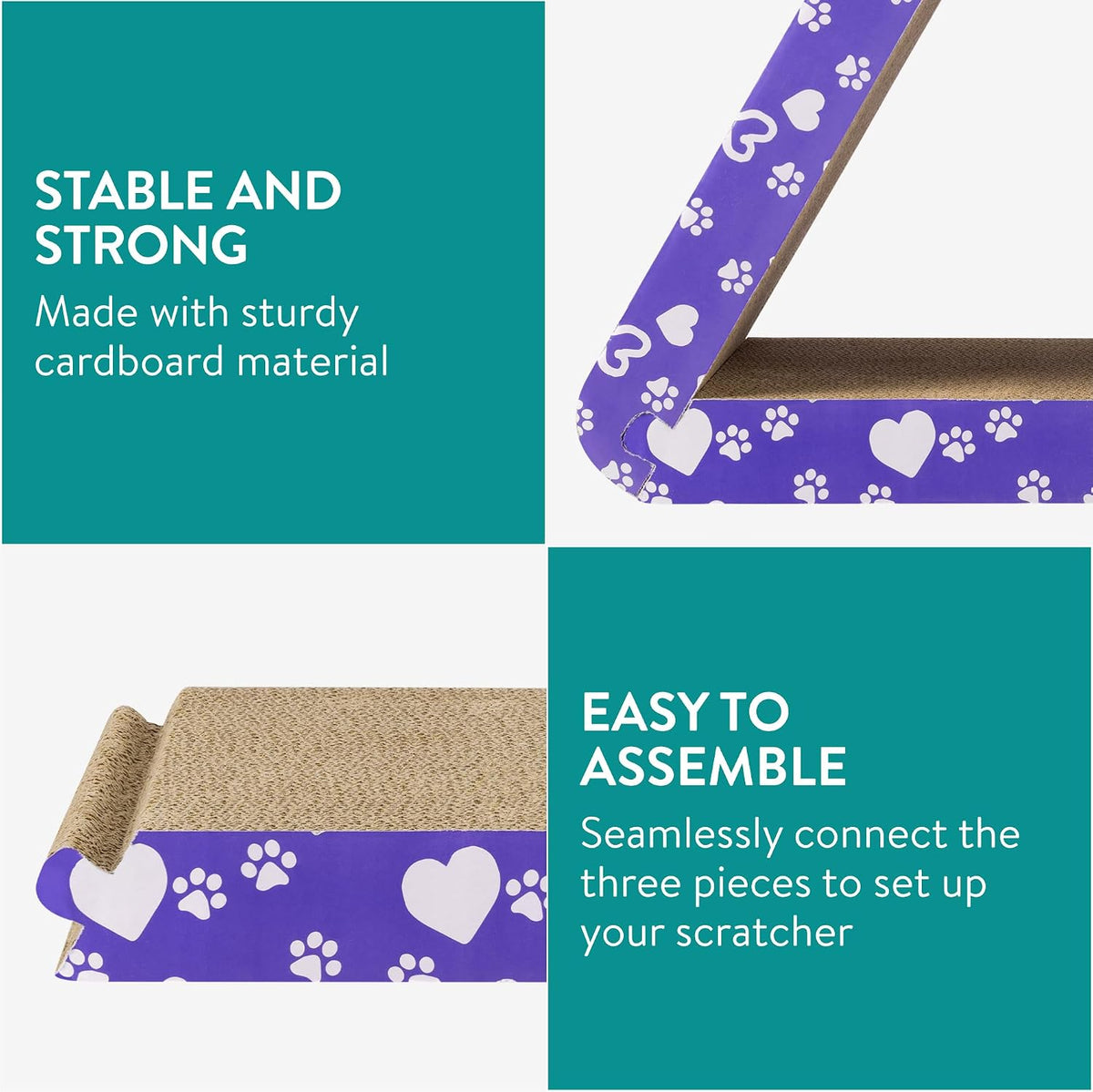 Navaris 3-in-1 Cat Scratcher | Triangle Cardboard Cat Scratching House & Bed | 44.5cm | Full Master Case of 6