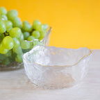 Navaris Glass Serving Bowls Set of 3 with Gold Edge | Tempered Glass Dessert Bowls | Full Master Case of 4