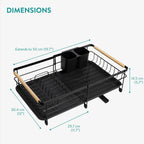 Navaris Expandable Dish Rack with Draining Board, Plate & Cutlery Holder - Black - Full Master Case of 3