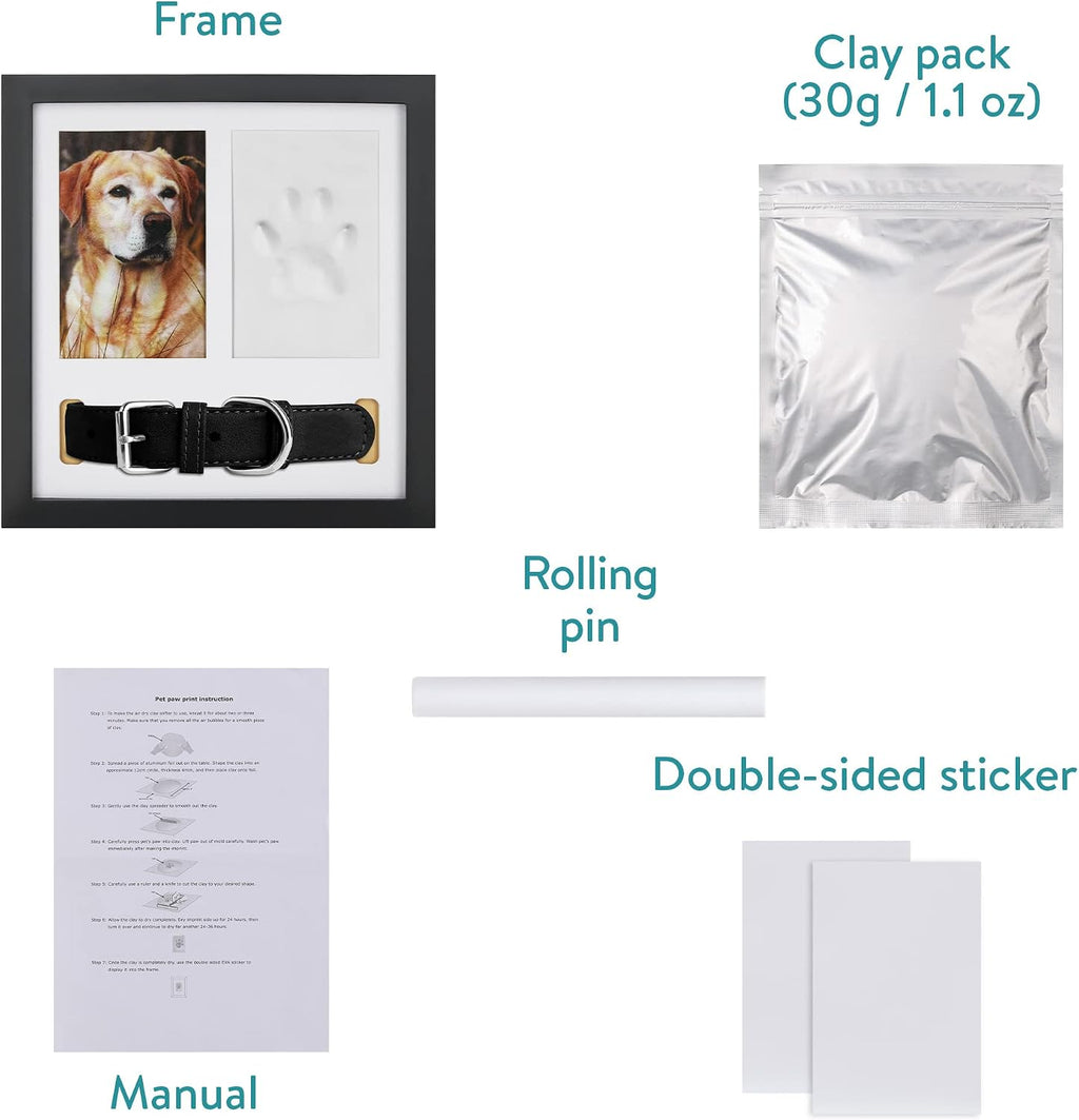 Navaris 3-in-1 Dog Paw Print Kit | DIY Pet Paw Print & Photo Memory Frame | Collar Keepsake | For Dogs & Cats | Full Master Case of 10