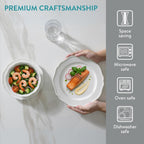 Navaris Scandi Style Porcelain Dinnerware Set - 18-Piece Dinner Set for 6, White - Full Master Case of 1