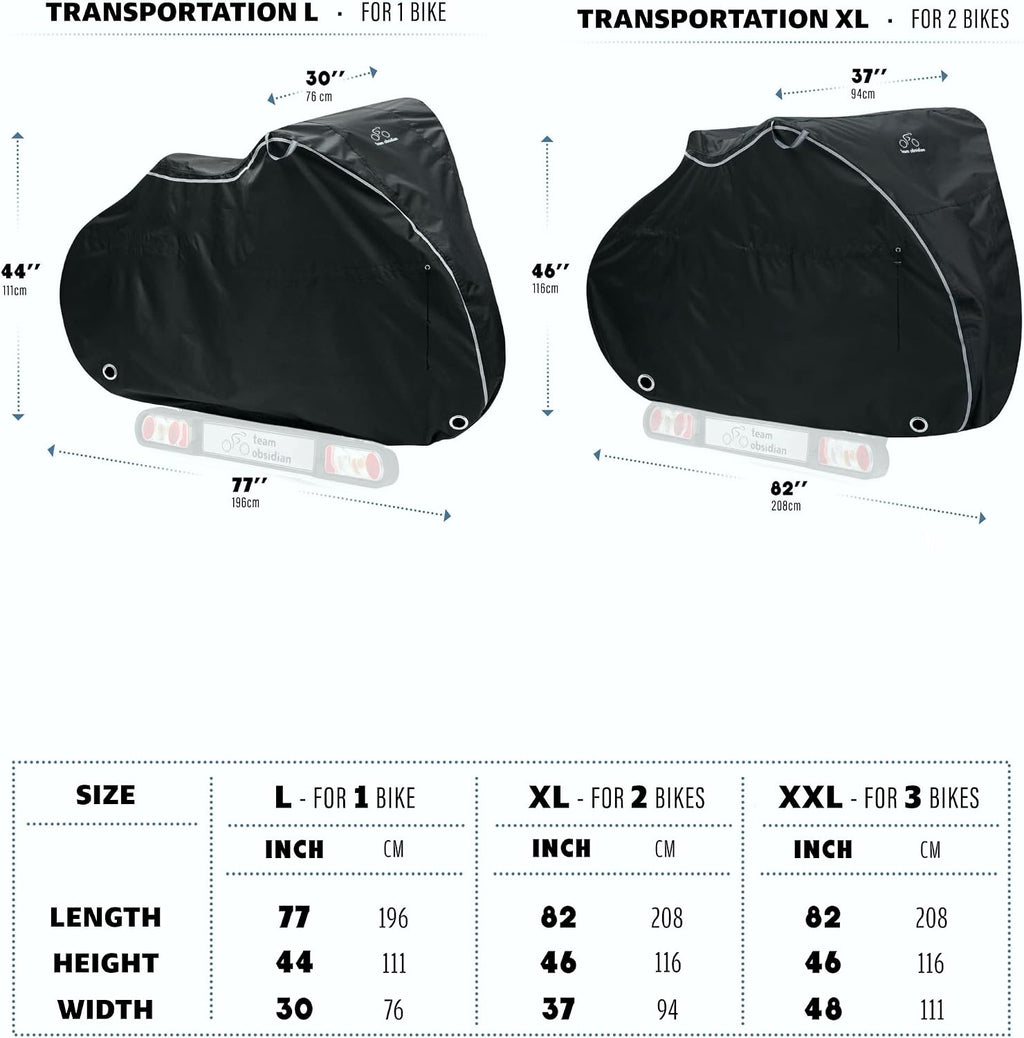 TeamObsidian Bike Cover – Waterproof Outdoor Bicycle Storage & Travel Cover for 1–3 Bikes – Heavy-Duty 600D Oxford Ripstop Material