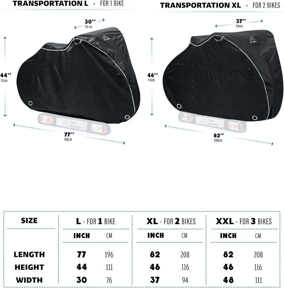 TeamObsidian Bike Cover – Waterproof Outdoor Bicycle Storage & Travel Cover for 1–3 Bikes – Heavy-Duty 600D Oxford Ripstop Material
