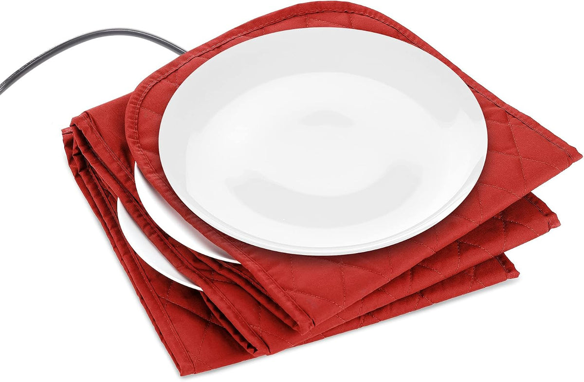 Navaris Electric Plate Warmer for 10 Plates - Folding Plate Heating Blanket, Red - Full Master Case of 6