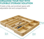 Navaris Bamboo Expandable Kitchen Drawer Organizer - 11-Slot Cutlery & Utensil Tray - Full Master Case of 5
