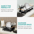 Navaris Expandable Dish Rack with Draining Board, Plate & Cutlery Holder - Black - Full Master Case of 3