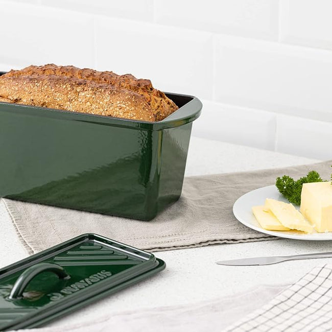 Navaris Cast Iron Bread Loaf Pan with Lid 13.4" | Bread & Sourdough Baking Dish | Green | Full Master Case of 2 Main Image