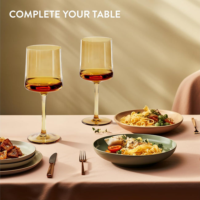 Navaris Amber Tinted Wine Glasses Set of 4 | 13.5oz Stemmed Coloured Glassware | Wine, Cocktail & Dessert Glasses | Full Master Case of 4 Main Image