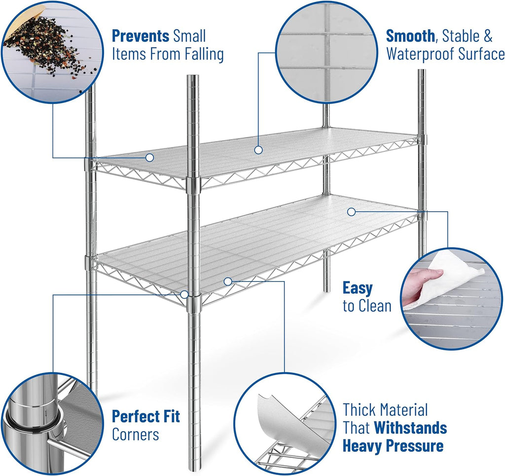Sterling Shelf Liners Wire Rack Covers – 18 x 48 Inch Plastic Shelf Mats, Graphite, Set of 4