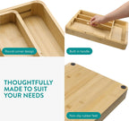 Navaris Bamboo Expandable Kitchen Drawer Organizer - 11-Slot Cutlery & Utensil Tray - Full Master Case of 5