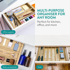 Navaris Bamboo Expandable Kitchen Drawer Organizer - 11-Slot Cutlery & Utensil Tray - Full Master Case of 5