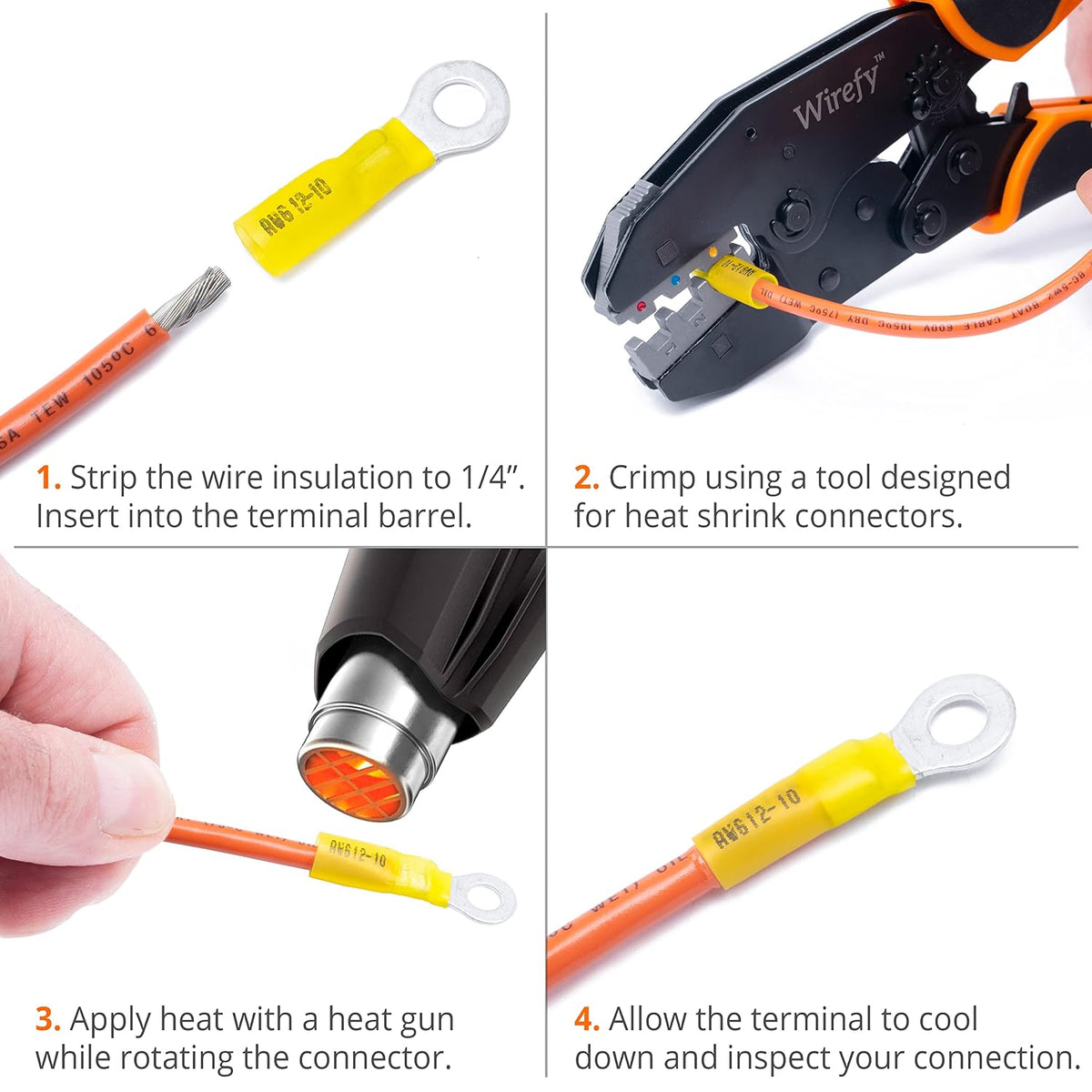 Wirefy 270 PCS Heat Shrink Electrical Crimp Terminals Kit | Automotive Heat Shrink Terminals Assortment | Round, Fork, Flat & Butt Connectors | Full Master Case of 36