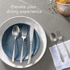 Navaris 60-Piece Silverware Set - 18/0 Stainless Steel Satin Silver Cutlery Set for 12 - Full Master Case of 4