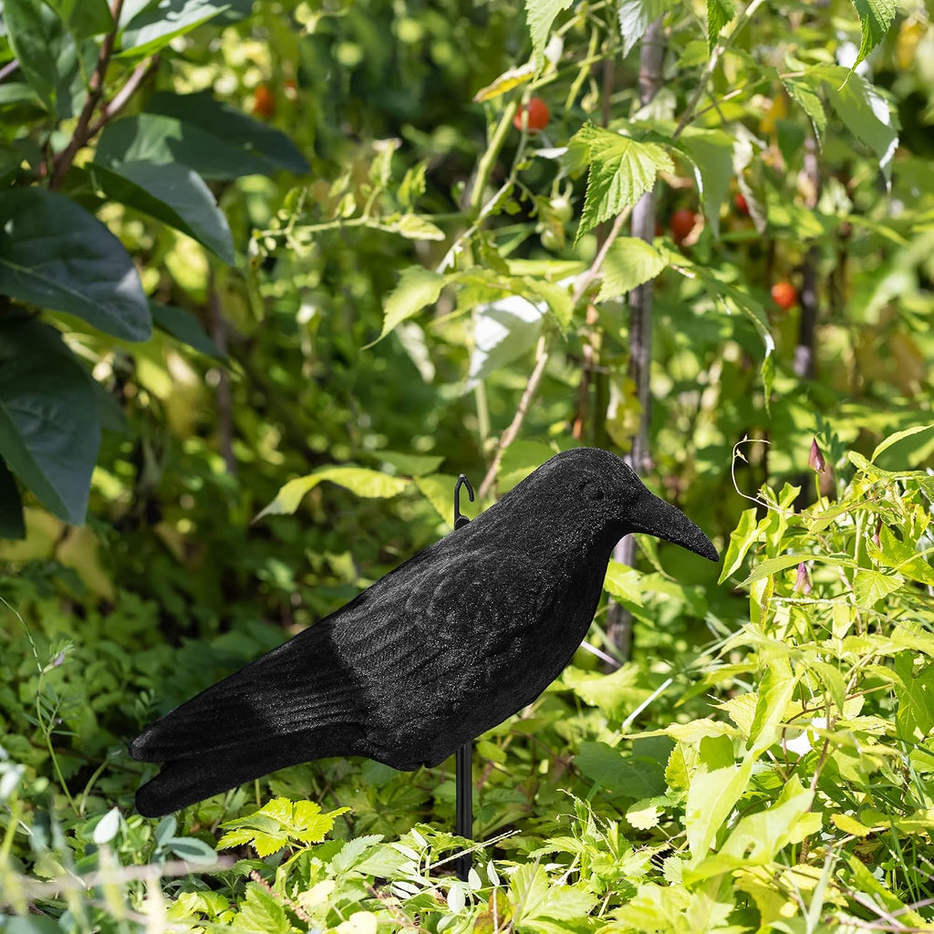 Navaris Crow Statues Set of 2 | Black Crow Bird Figures for Halloween & Garden Decor | Standing or Hanging | 15 x 5 x 4.3" | Full Master Case of 6
