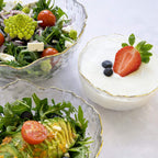 Navaris Glass Serving Bowls Set of 3 with Gold Edge | Tempered Glass Dessert Bowls | Full Master Case of 4