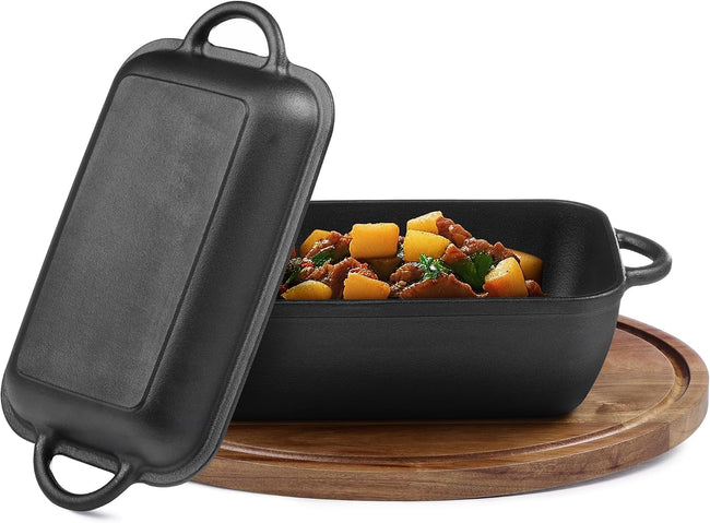 Navaris Cast Iron Dutch Oven Set with Lid 3.8L | Skillet, Griddle & Casserole Dish | Full Master Case of 2 Hover Image