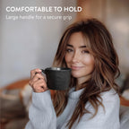 Navaris Linen Artisan Mug Set - 4-Piece Stoneware Coffee Mugs, 11.8 oz / 350 ml, Charcoal Black - Full Master Case of 6