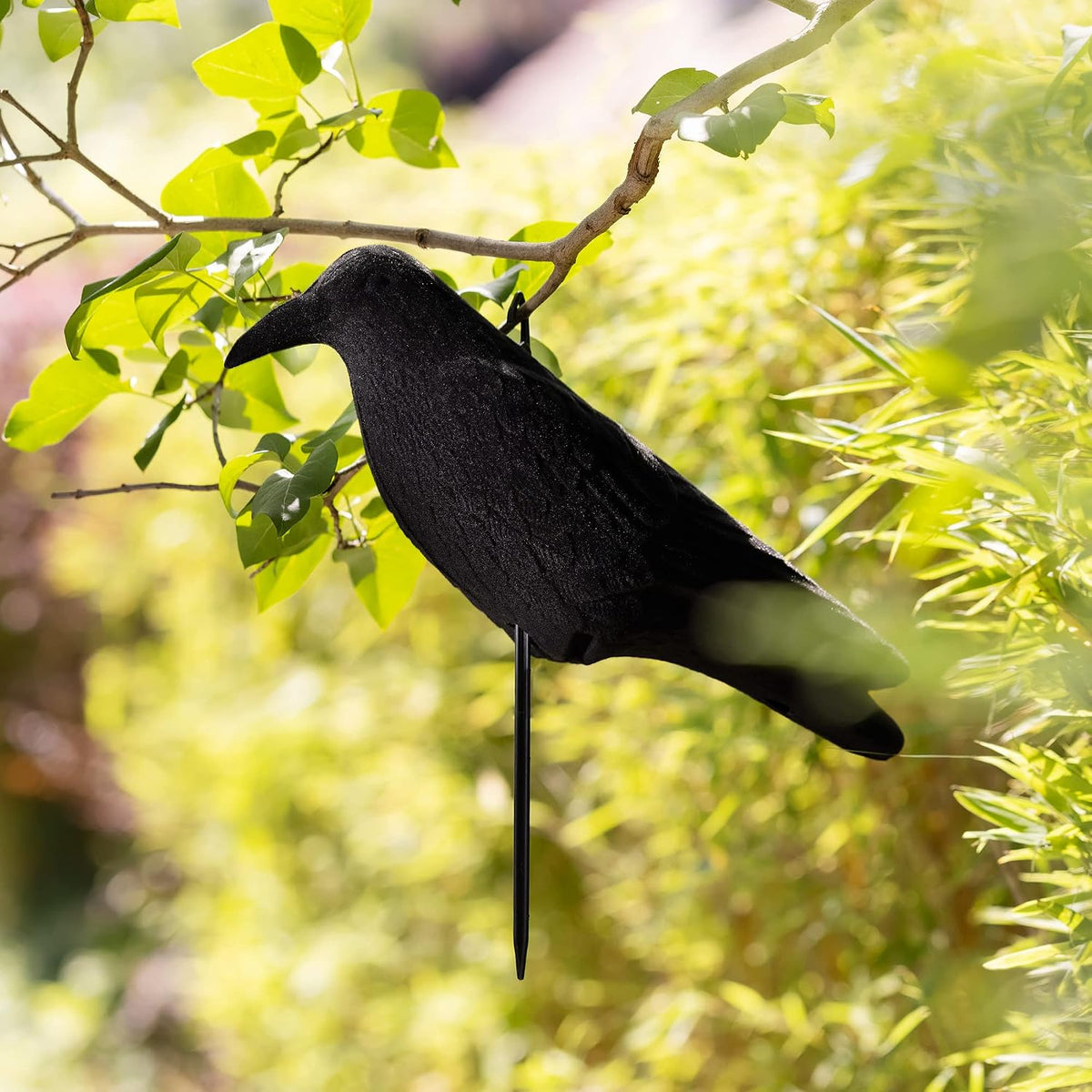 Navaris Crow Statues Set of 2 | Black Crow Bird Figures for Halloween & Garden Decor | Standing or Hanging | 15 x 5 x 4.3" | Full Master Case of 6