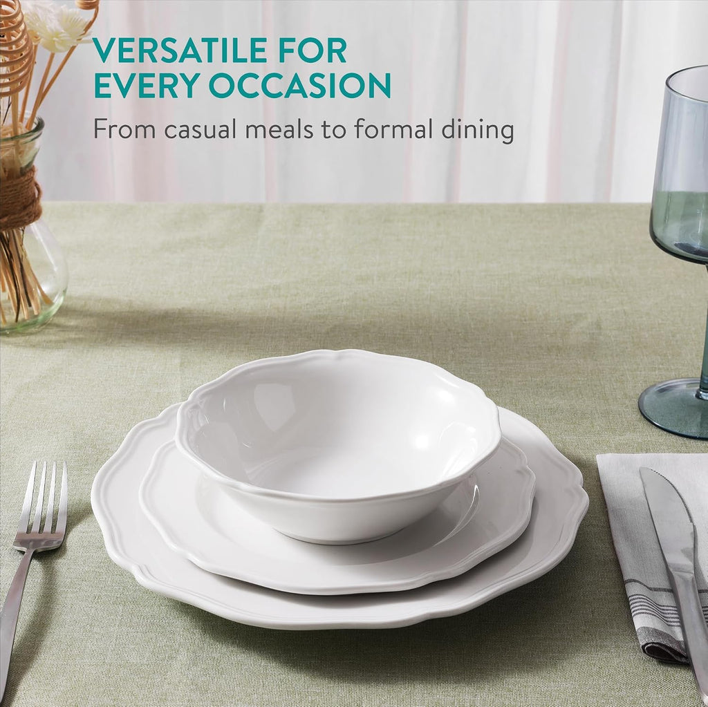 Navaris Scandi Style Porcelain Dinnerware Set - 18-Piece Dinner Set for 6, White - Full Master Case of 1