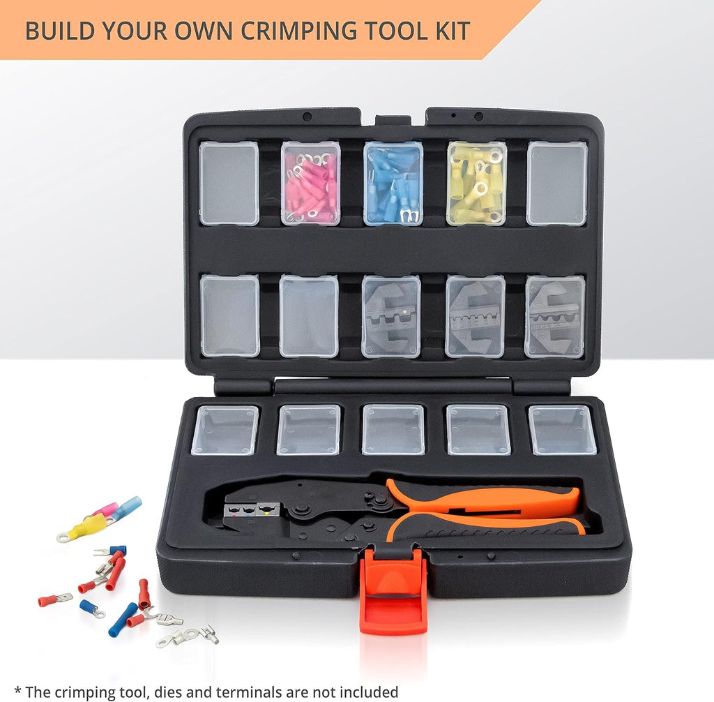 Wirefy Crimping Tool Storage Container | Organizer for 8.7" Crimping Tool & Quick Change Dies | 15-Slot Die Storage Case | Full Master Case of 20