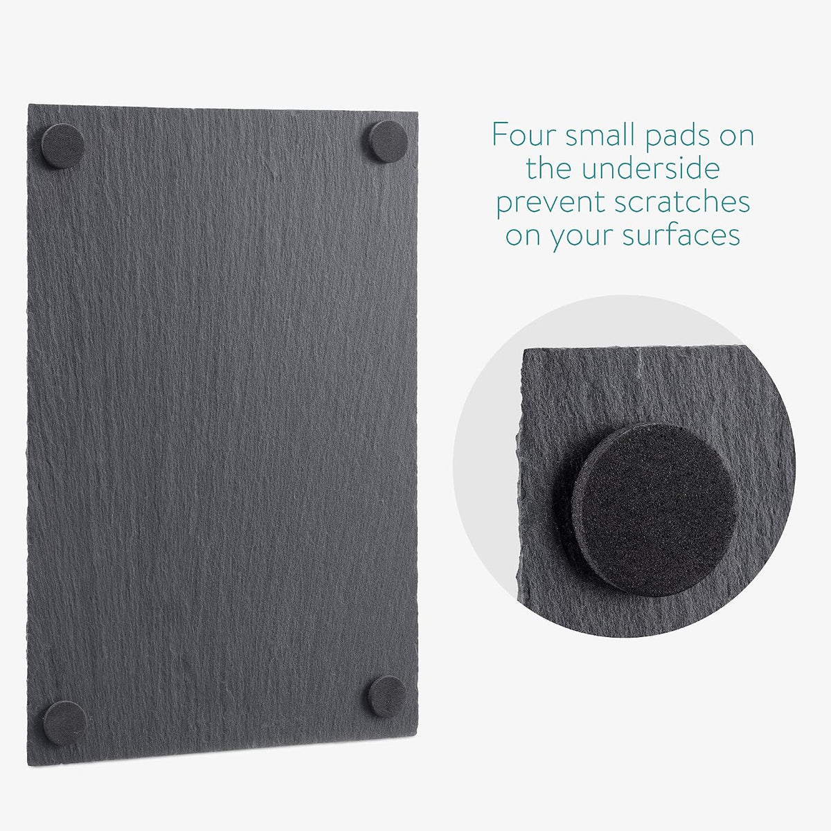 Navaris Natural Slate Serving Plates Set of 4 | 11.8 x 7.8" Rectangular Slate Platters | Includes Chalk | Full Master Case of 1