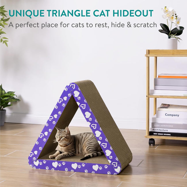 Navaris 3-in-1 Cat Scratcher | Triangle Cardboard Cat Scratching House & Bed | 44.5cm | Full Master Case of 6 Main Image