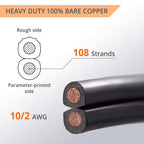 Wirefy 10/2 Low Voltage Landscape Lighting Wire | 10-Gauge 2-Conductor Copper Wire | 50 Feet | Outdoor Lighting Cable | Full Master Case of 8