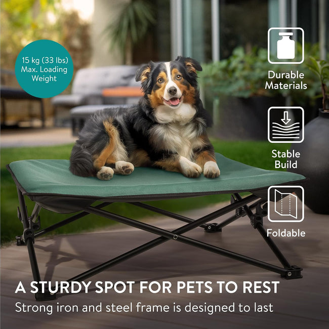 Navaris Portable Elevated Dog/Cat Bed with Carry Bag | Large Raised Dog & Cat Bed for Camping & Travel | Green | Up to 55lbs | Full Master Case of 6 Main Image