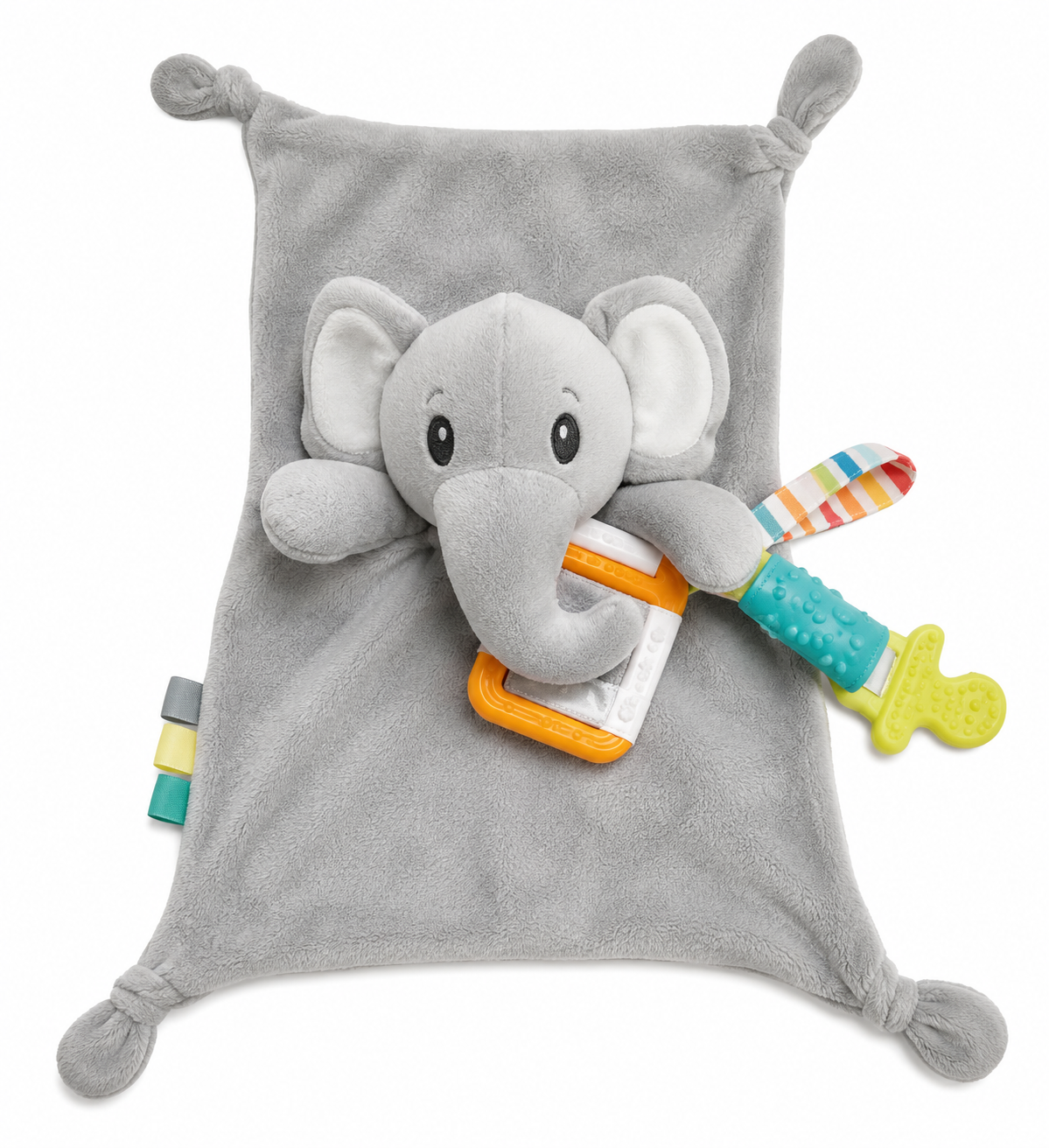 Monkey Bars Infants' Cuddly Plush Pacifier Toy With Bunny Holder - Grey Elephant - Full Master Carton of 24