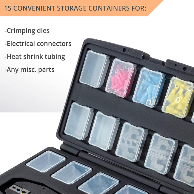 Wirefy Crimping Tool Storage Container | Organizer for 8.7" Crimping Tool & Quick Change Dies | 15-Slot Die Storage Case | Full Master Case of 20 Main Image