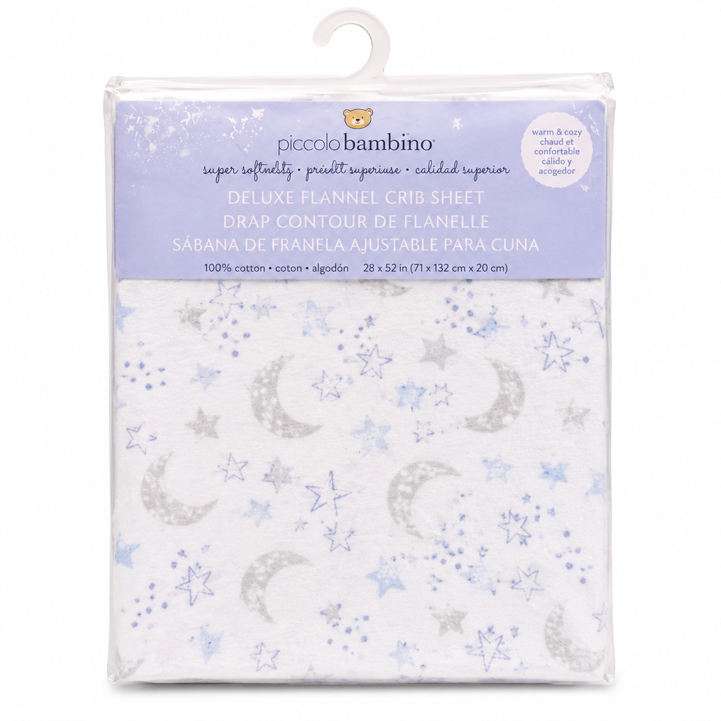 Piccolo Bambino Cotton Flannel Crib Sheet - Blue Diamond | Full Master Carton of 24