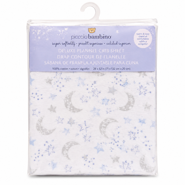 Piccolo Bambino Cotton Flannel Crib Sheet - Blue Diamond | Full Master Carton of 24 Hover Image