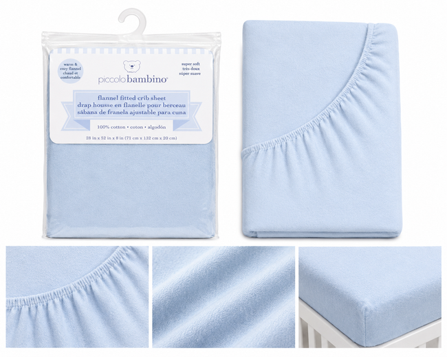 Piccolo Bambino Cotton Flannel Crib Sheets - Blue Diamond | Full Master Carton of 24 Main Image