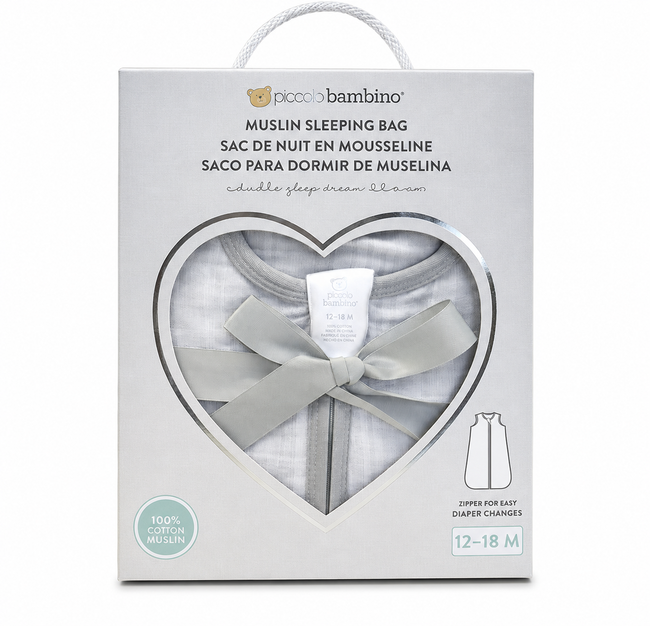Piccolo Bambino Muslin Sleepsack in Gift Box (12–18 Months) - Grey | Full Master Carton of 12 Main Image